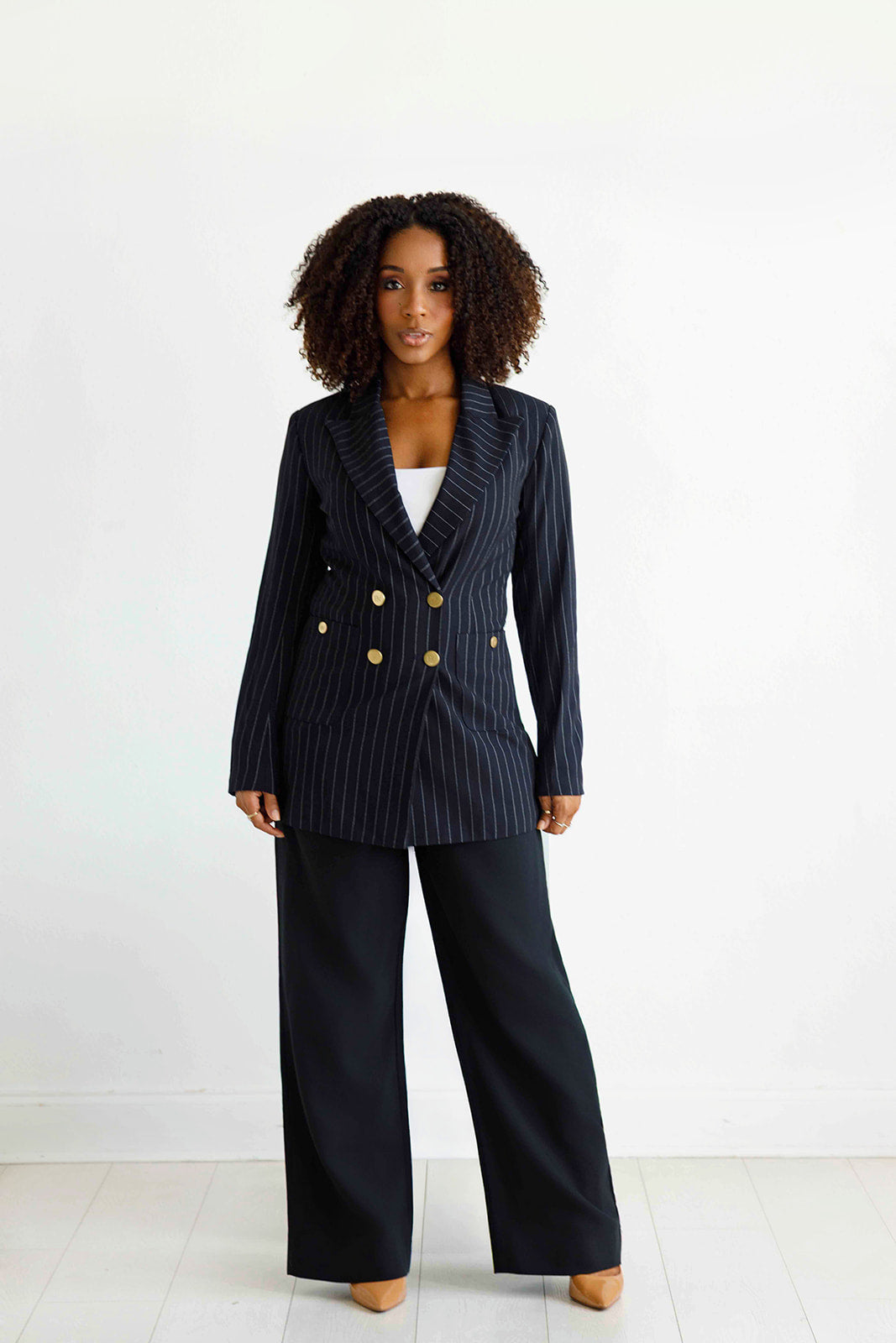The New York Minute | Pinstripe Double-Breasted Blazer