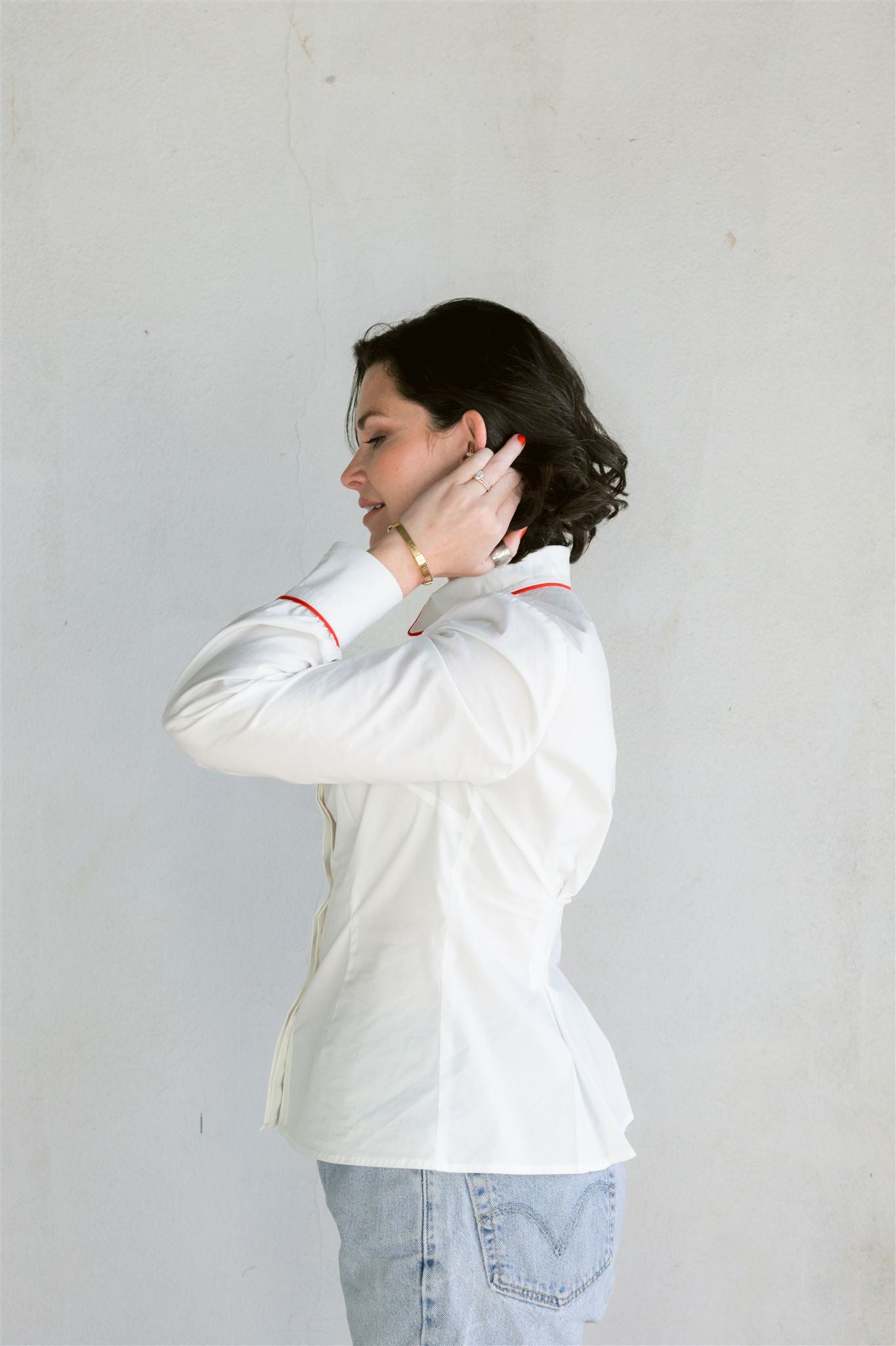 pwr wmn white blouse with red embroidery