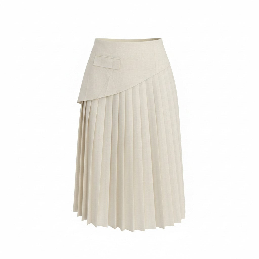 Desk to Dinner White Ruffle Shirt and Pleated Skirt Set