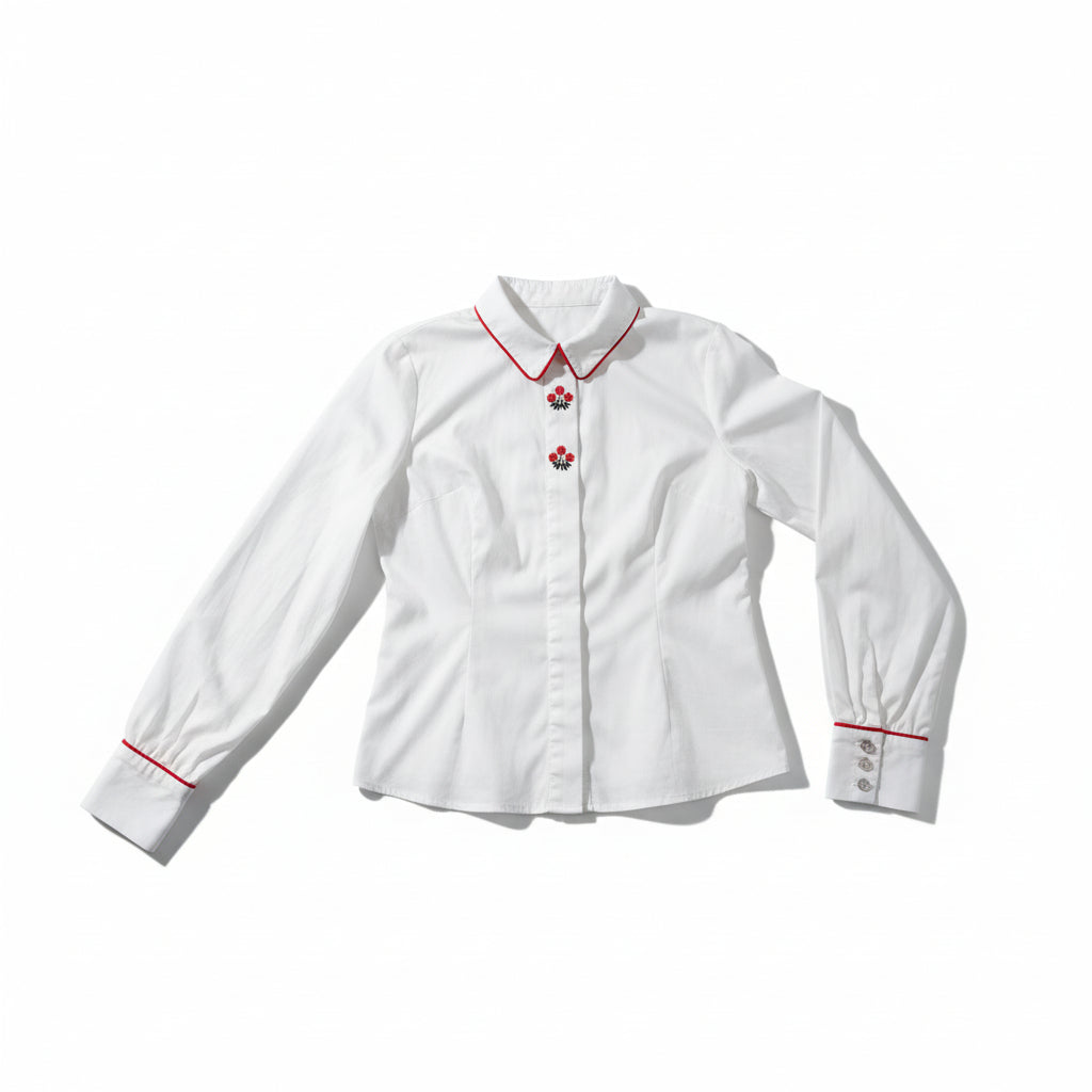 Her Flowers | White Cotton Blouse
