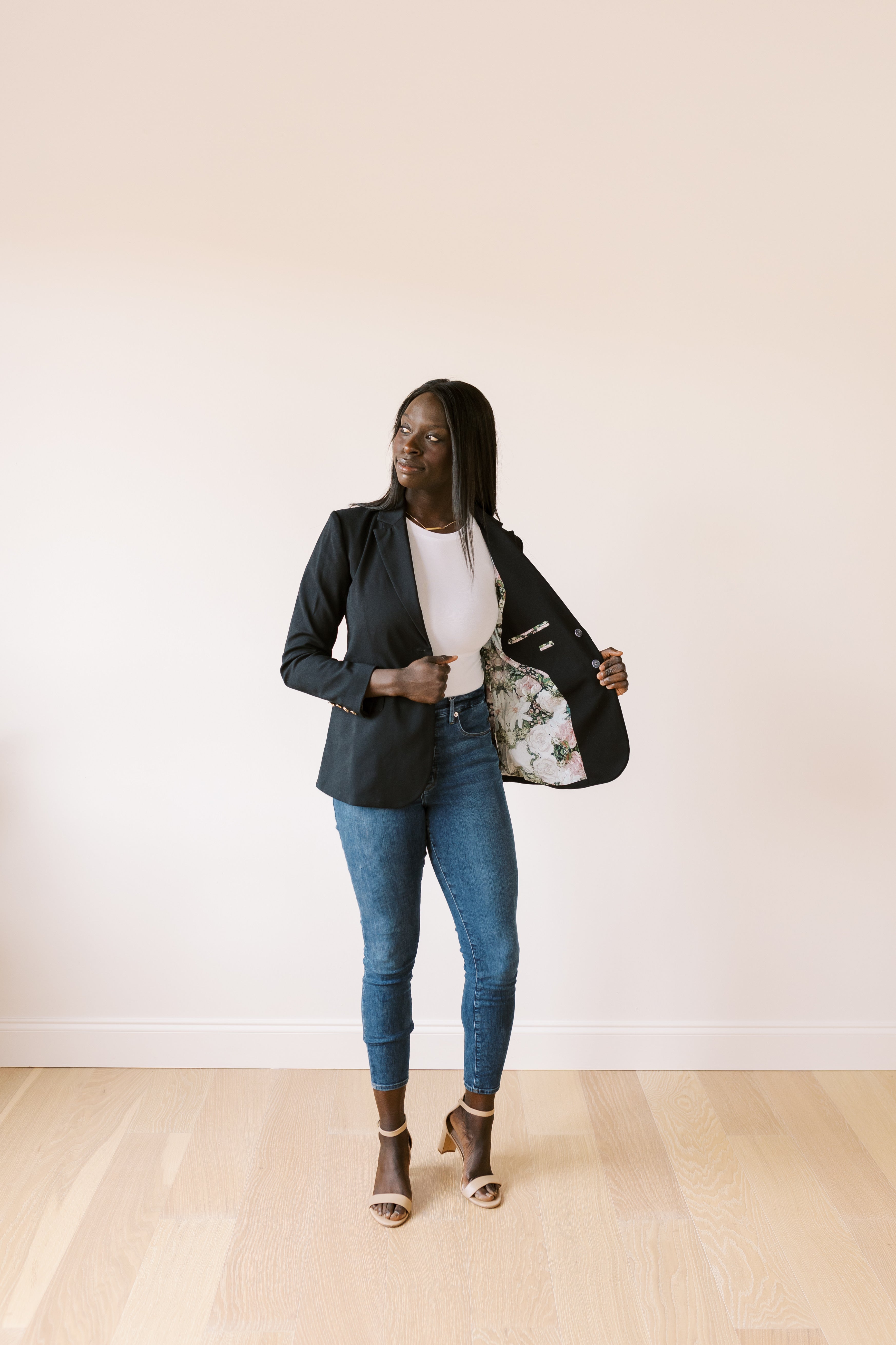 womens black oversized blazer suit jacket