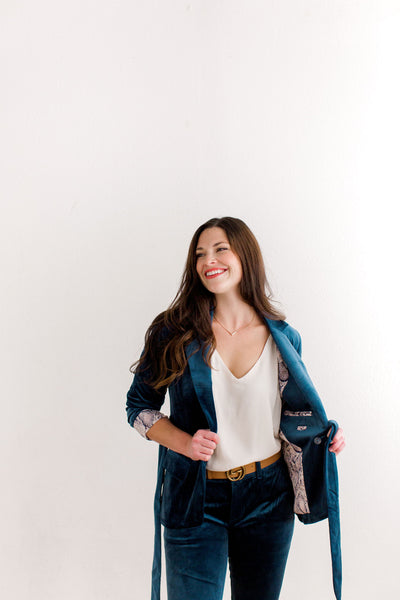 Ladies navy velvet top jacket