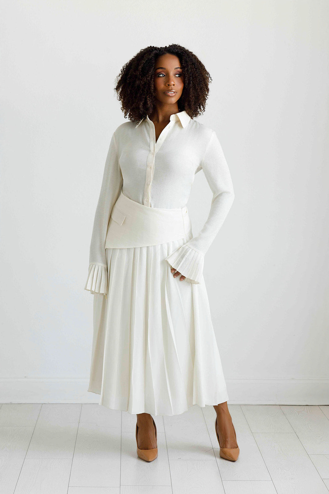 Desk to Dinner | Pleated Linen Skirt