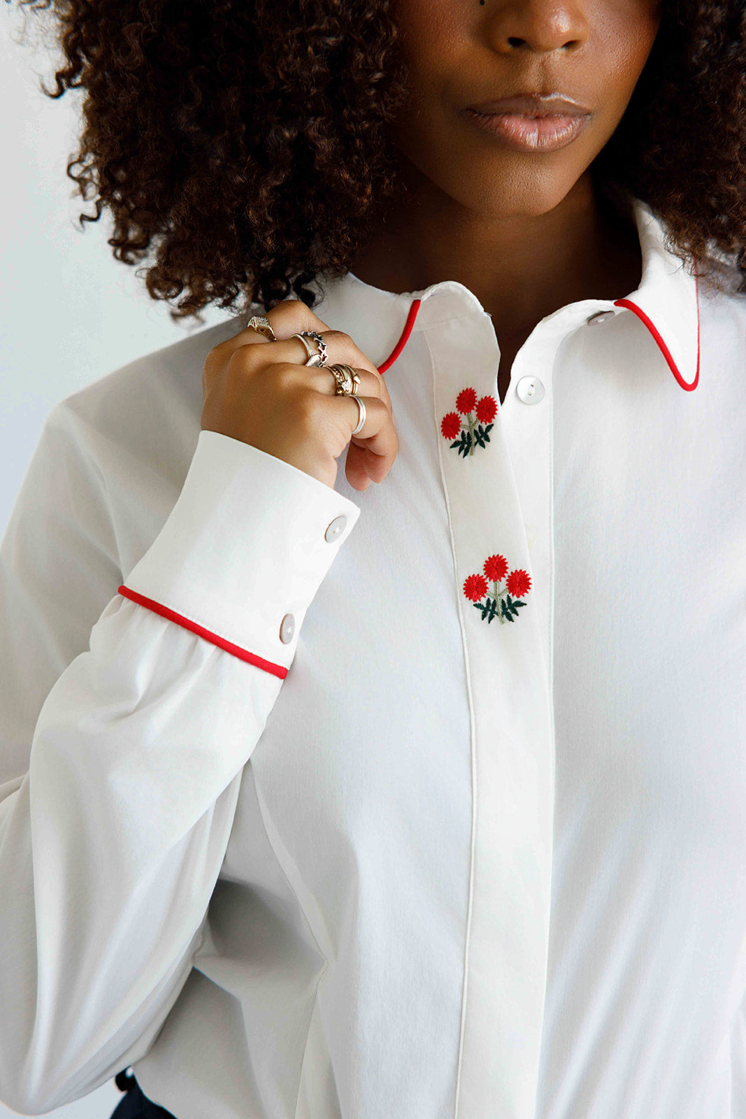Her Flowers | White Cotton Blouse