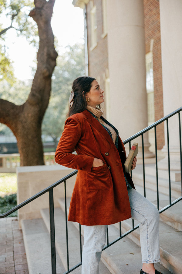 The "Eternal Sunshine" Apricot Velvet Women's Coat Jacket