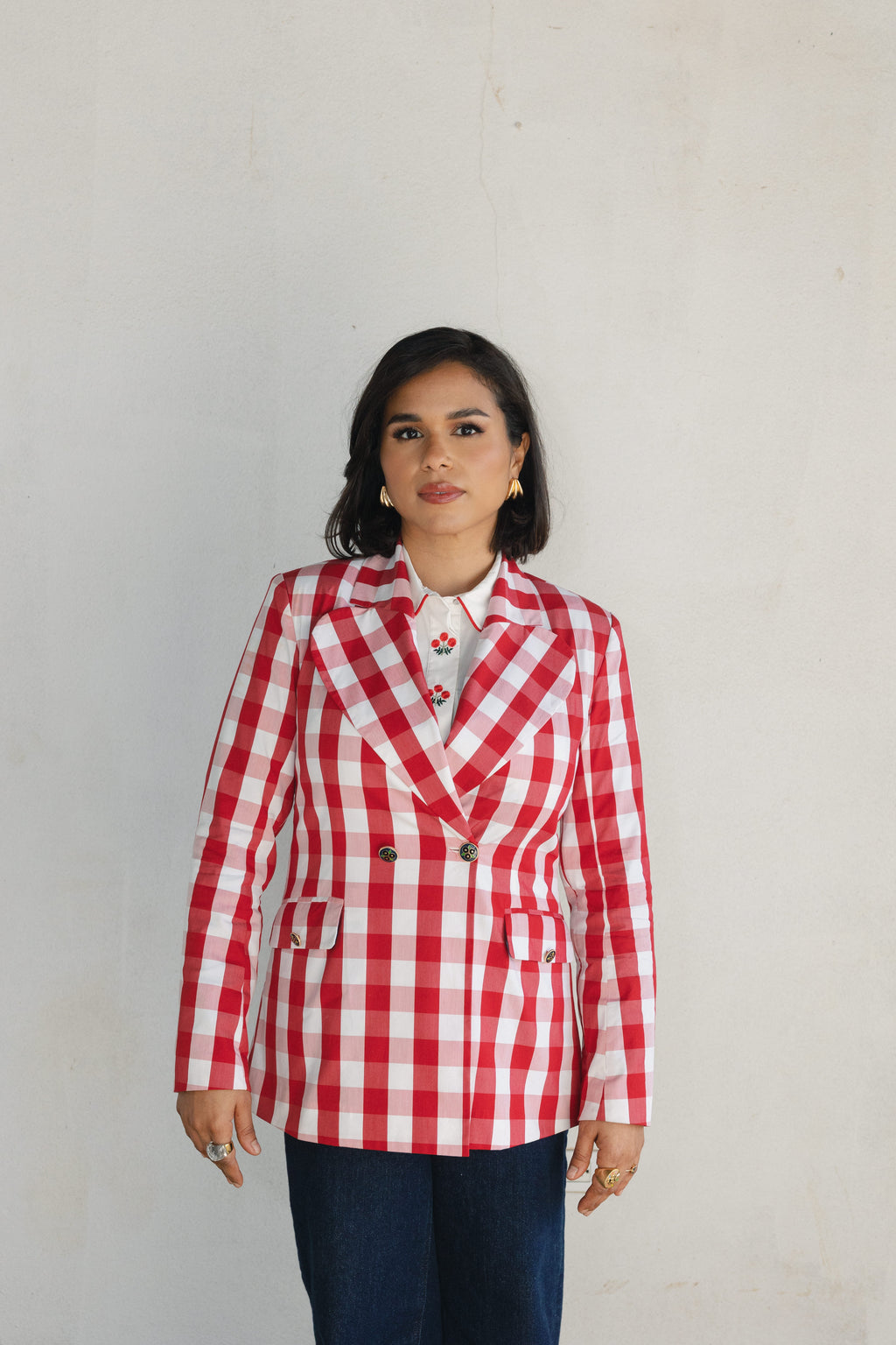 red plaid womens blazers

