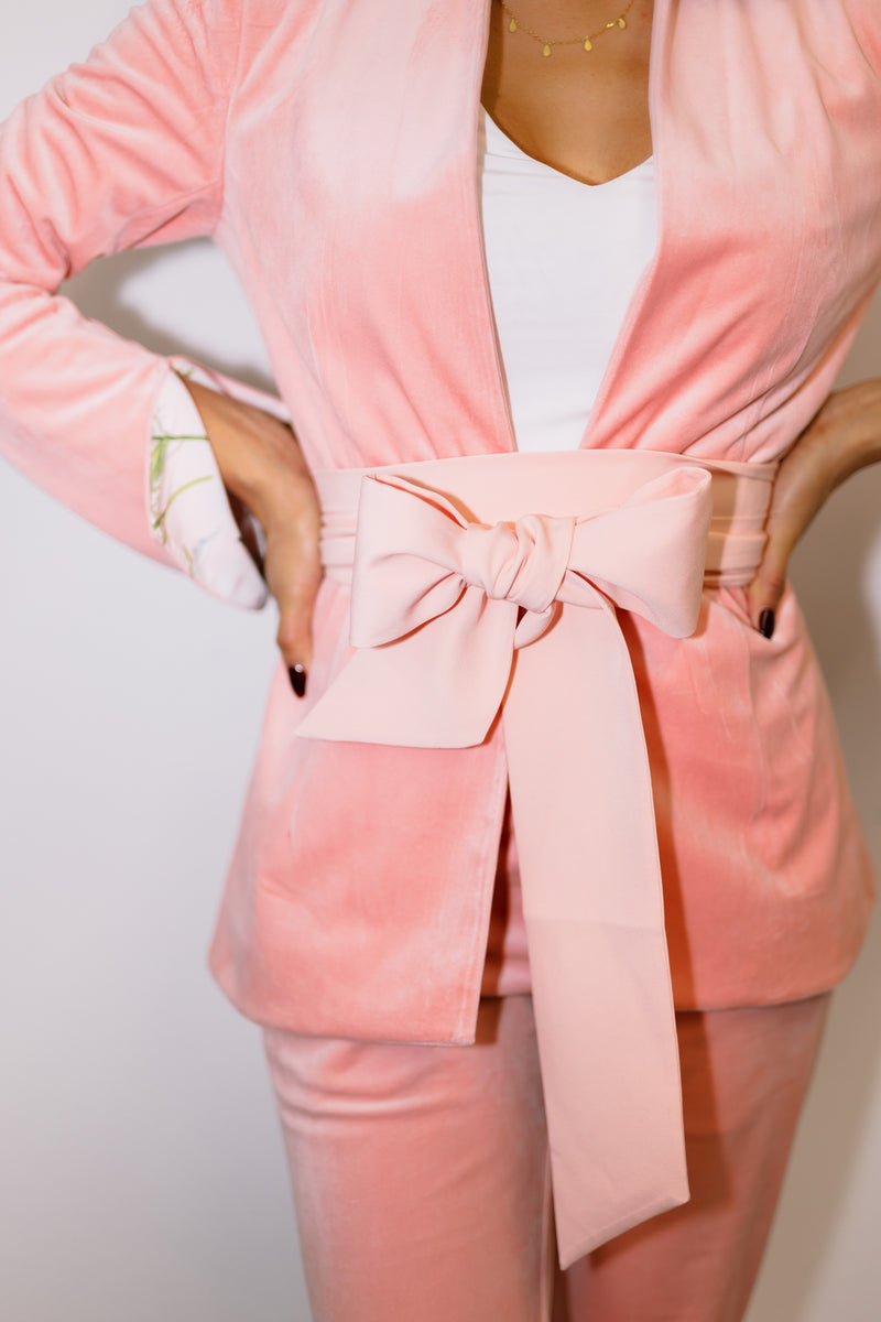 Rose Pink Velvet Blazer Suit Set
