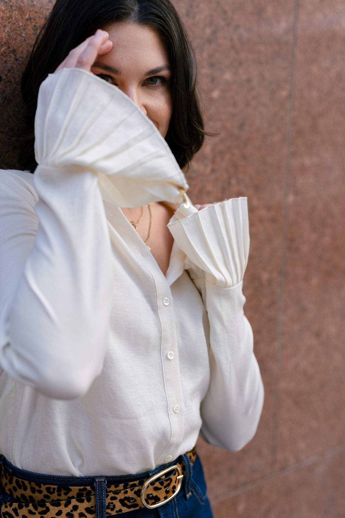Desk to Dinner | White Linen Blouse