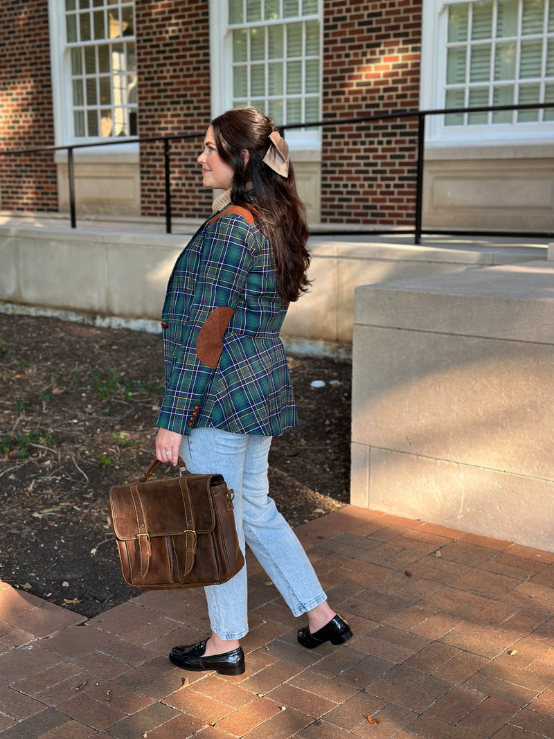 The "Old Girl" Green Plaid Equestrian Women's Blazer Suit Jacket 