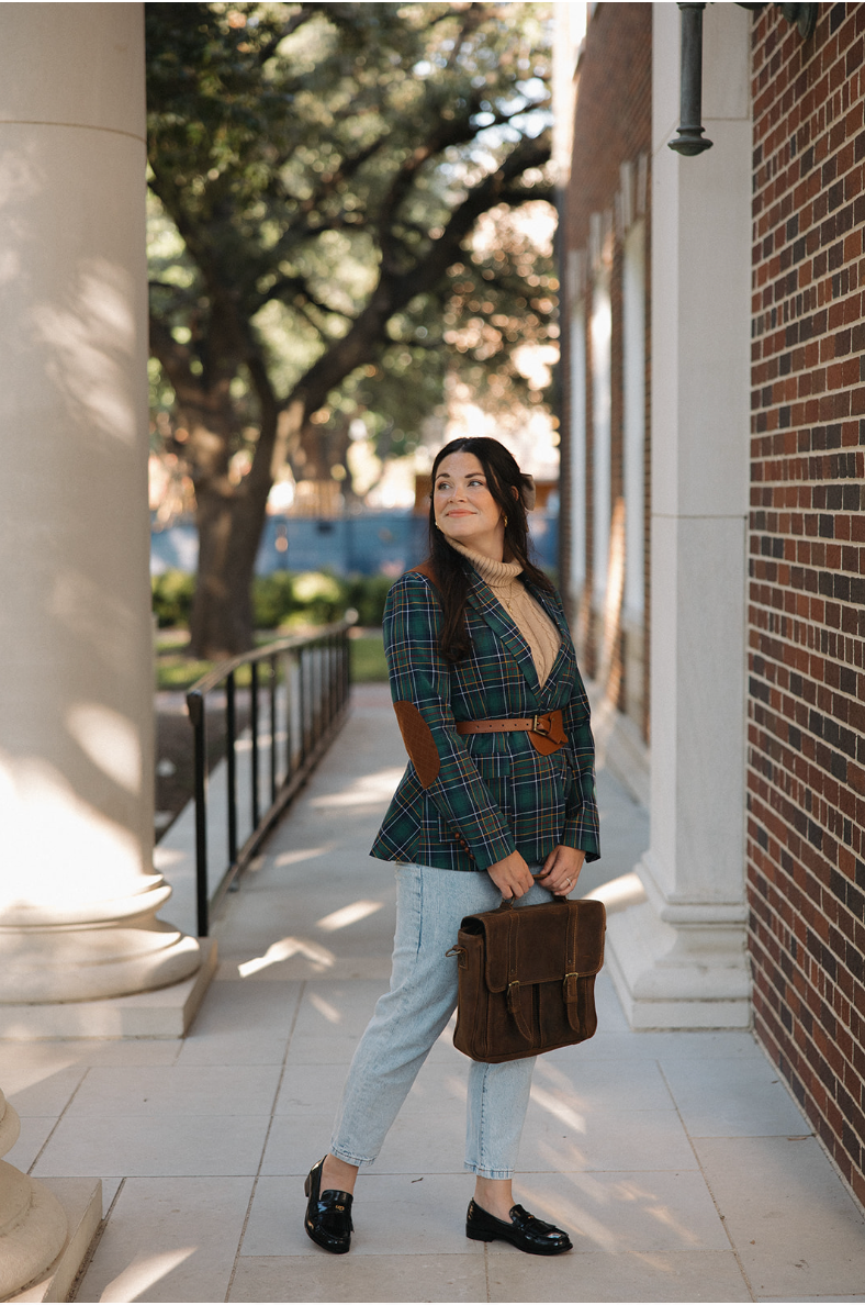 The "Old Girl" Green Plaid Equestrian Women's Blazer Suit Jacket 