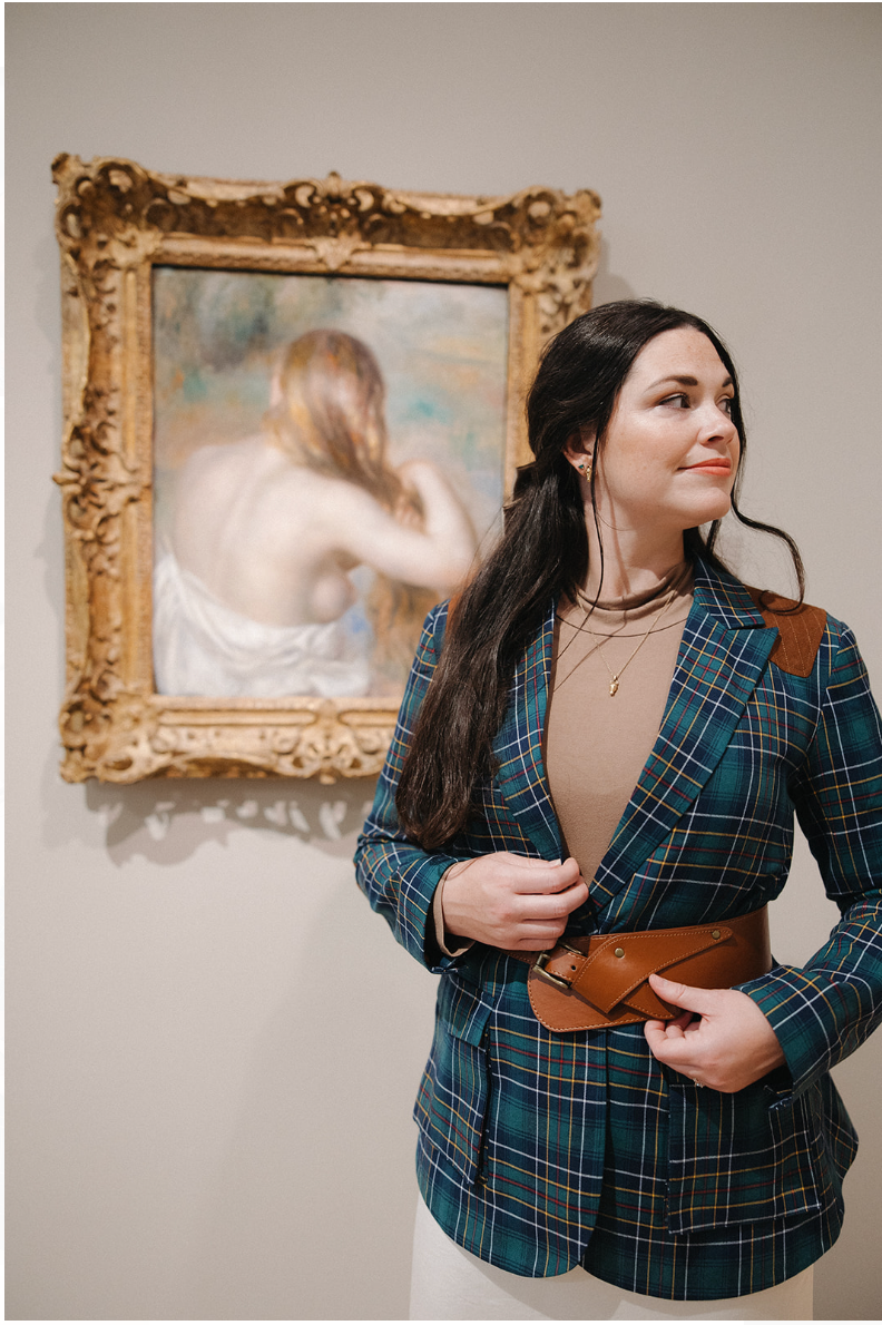 The "Old Girl" Green Plaid Equestrian Women's Blazer Suit Jacket 

