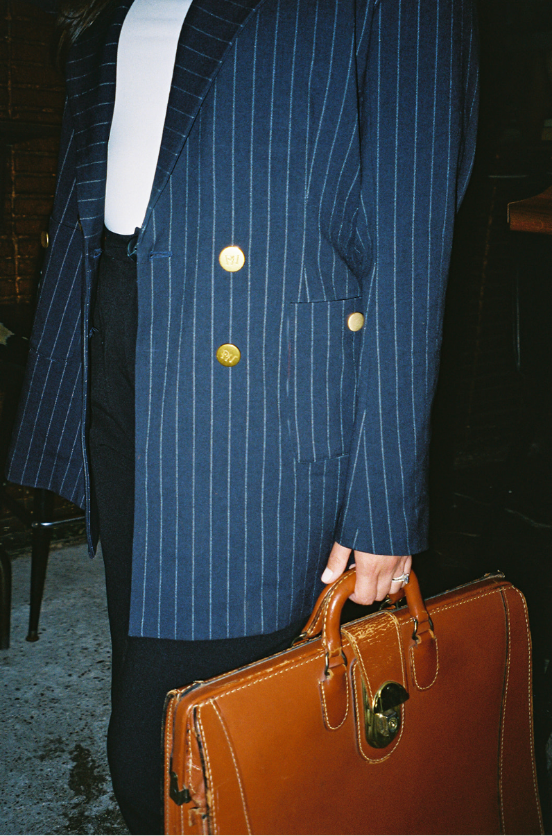 womens navy pinstripe blazer