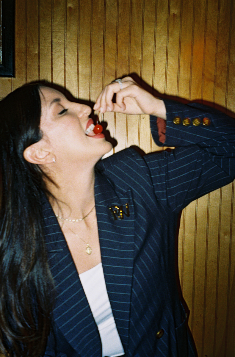 womens navy pinstripe blazer
