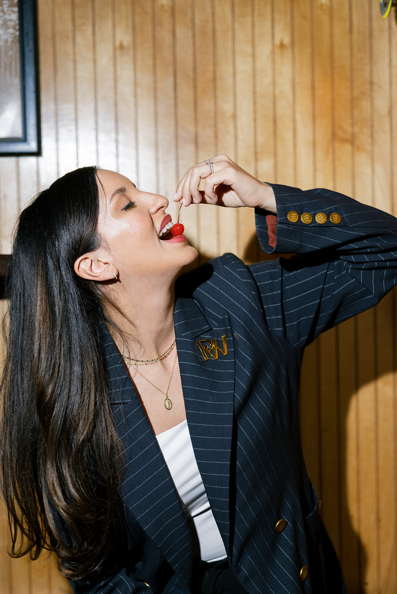 womens navy pinstripe blazer