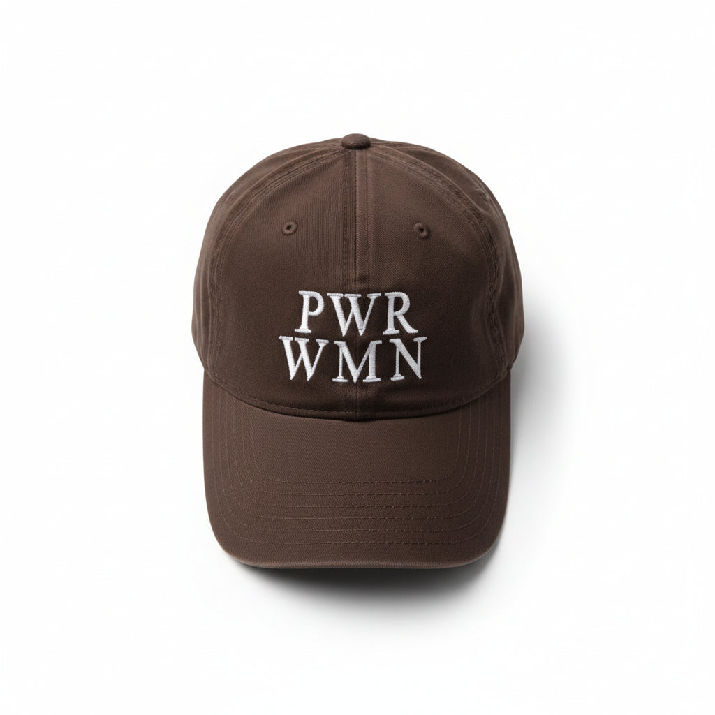 power woman brown baseball hat