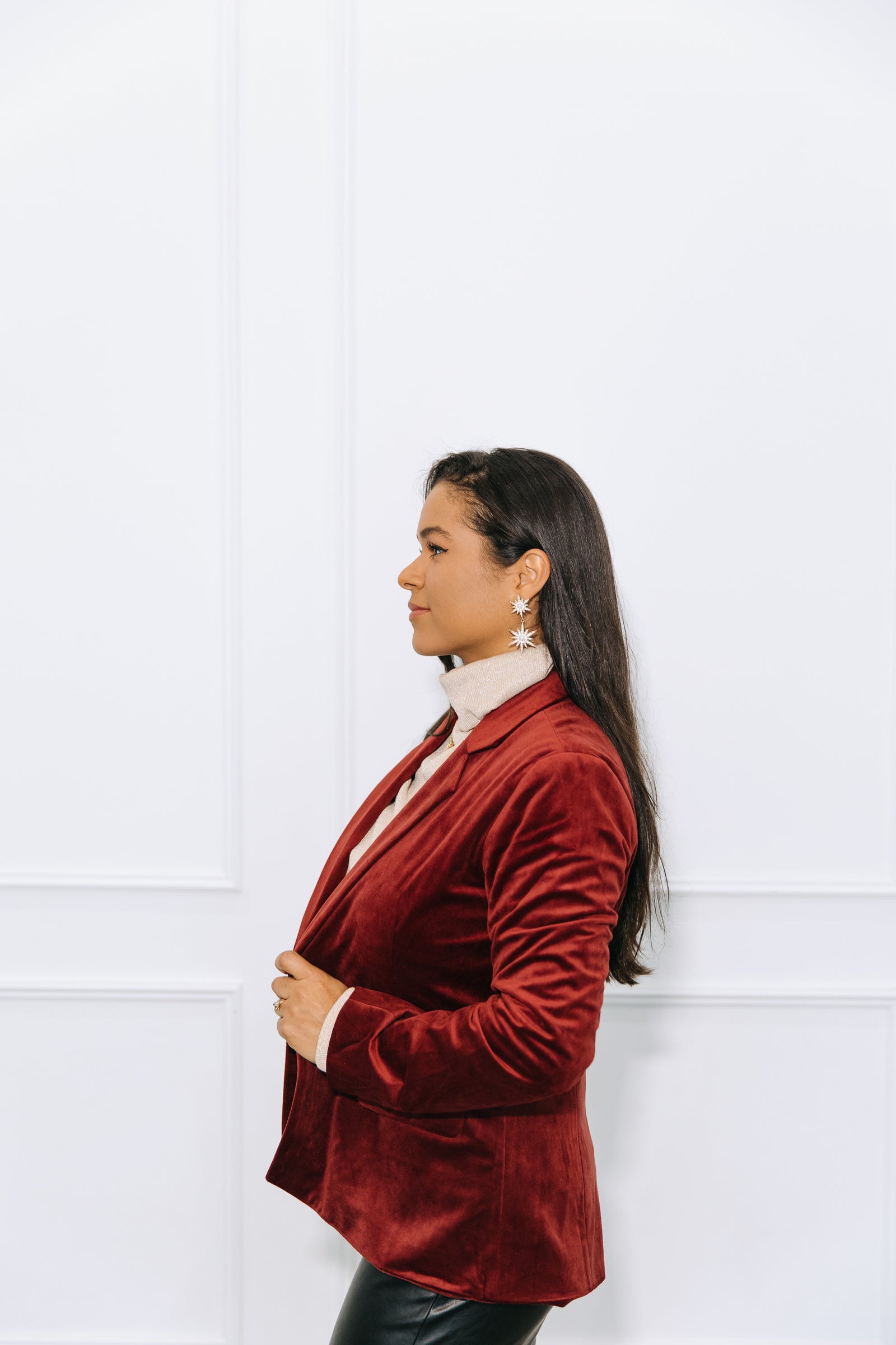 Burgundy velvet jacket womens clearance