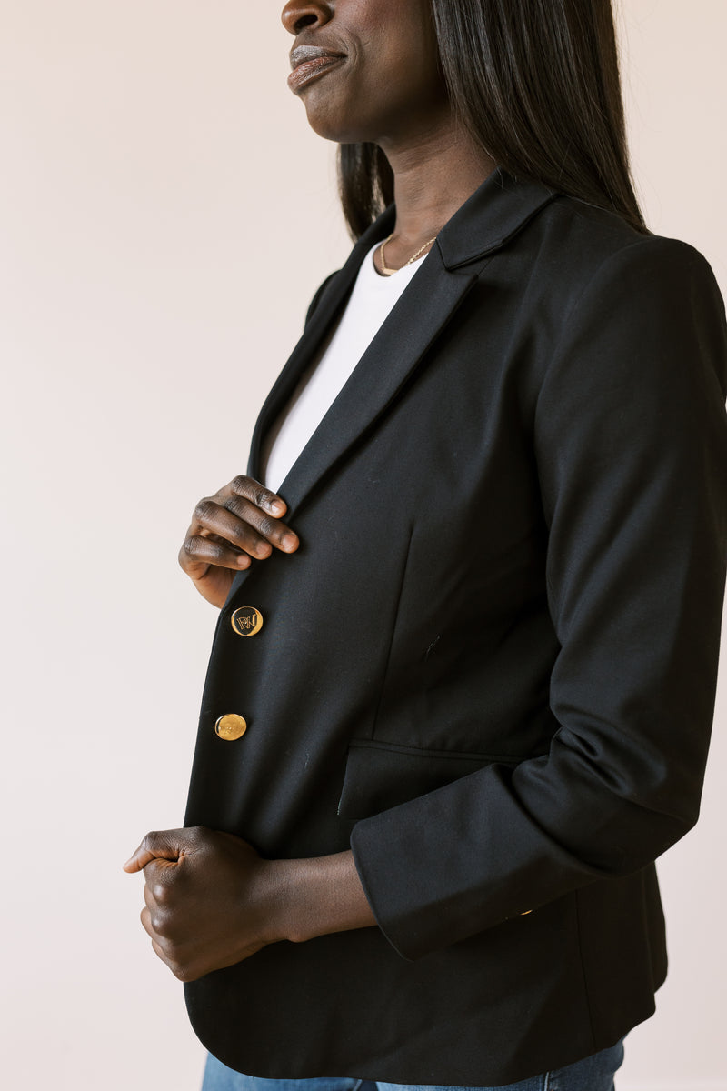 The Miss Noir  Women's Black Oversized Blazer Suit Jacket – PWR WMN