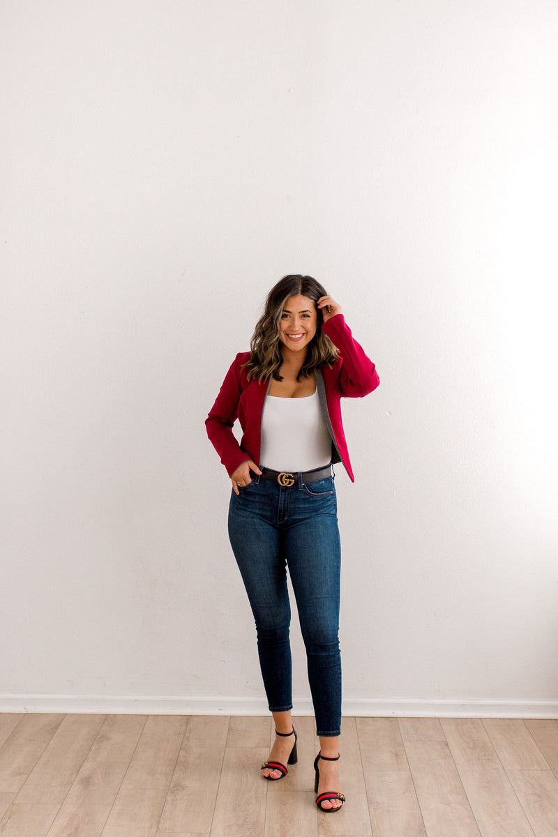 reversible maroon and grey blazer 
