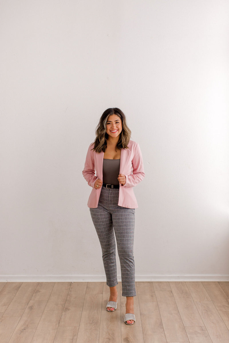 womens grey plaid pants 