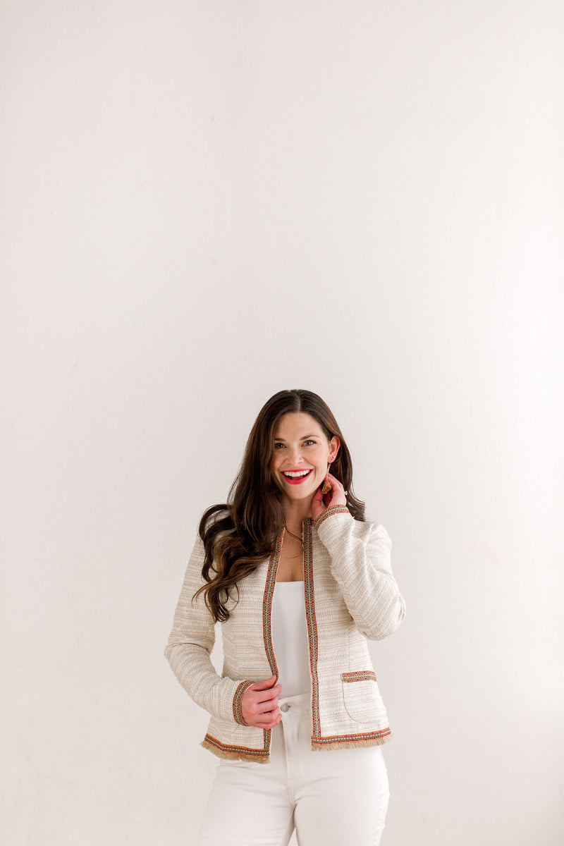 womens tweed jacket, womens tweed blazer with pockets