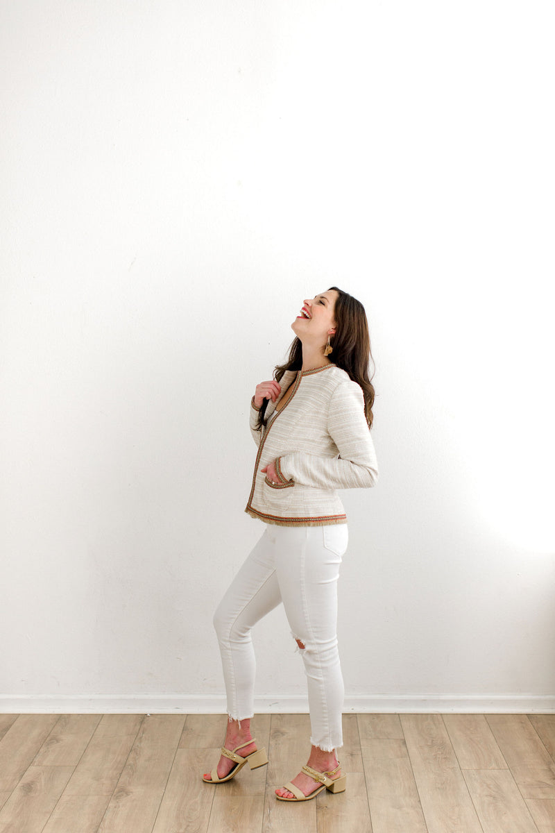 womens tweed jacket, womens tweed blazer with pockets