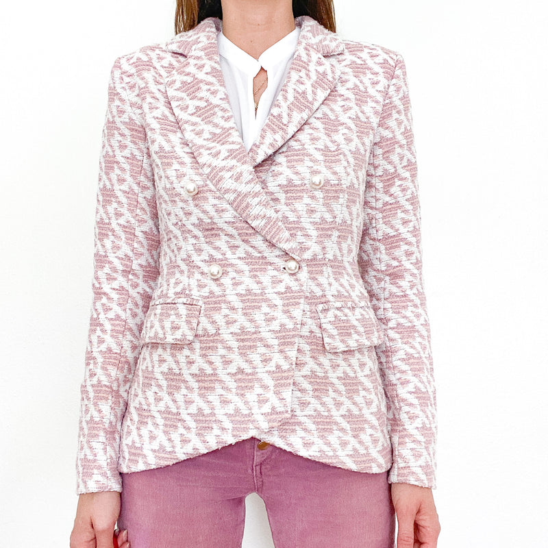 Pink Houndstooth womens Blazer, tweed jacket, womens tweed jacket, womens houndstooth blazer, womens houndstooth jacket