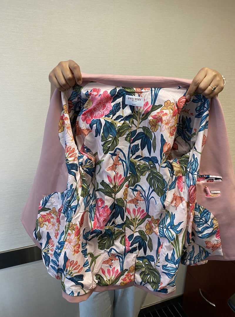 LEIGE Pink Irregular Design Blazer Suit Office Ladies Work Pants Suit Ladies  Floral Print Jacket Trousers (Color : A, Size : Mcode) : :  Clothing, Shoes & Accessories