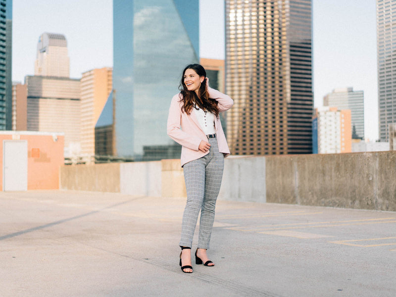 womens grey plaid pants 