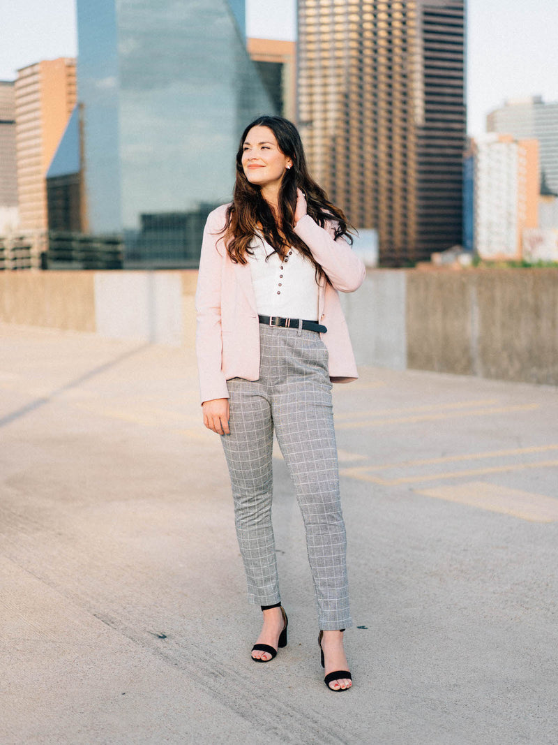 womens grey plaid pants 