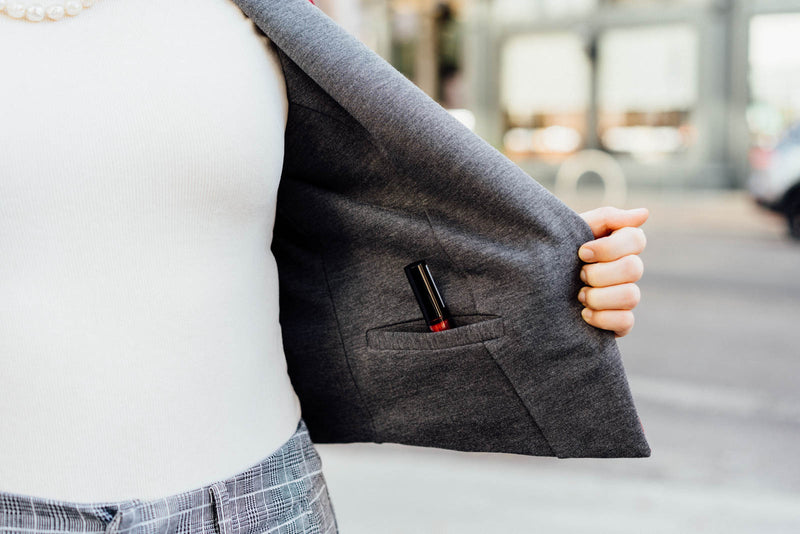 Maroon cropped women's blazer with inside pocket