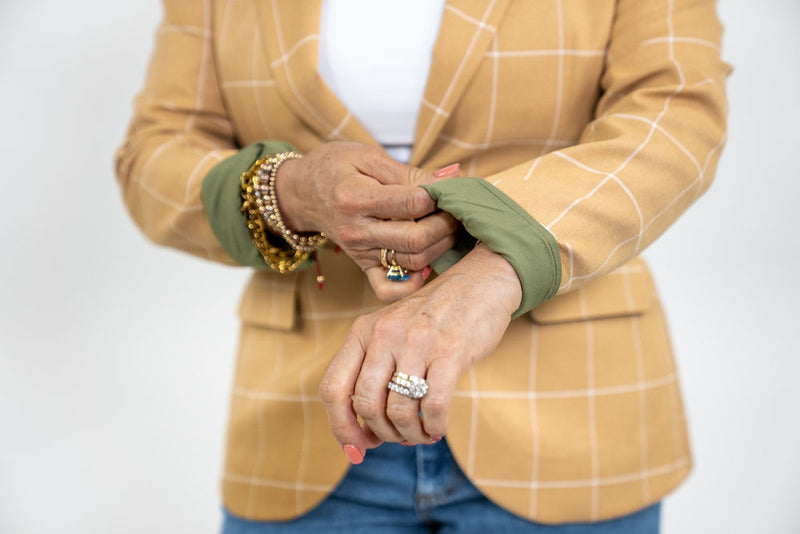 WOMEN'S TAN PLAID BLAZER