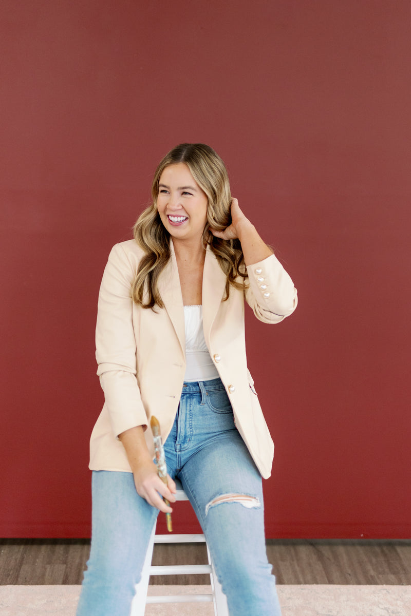 Cream blazer womens clearance
